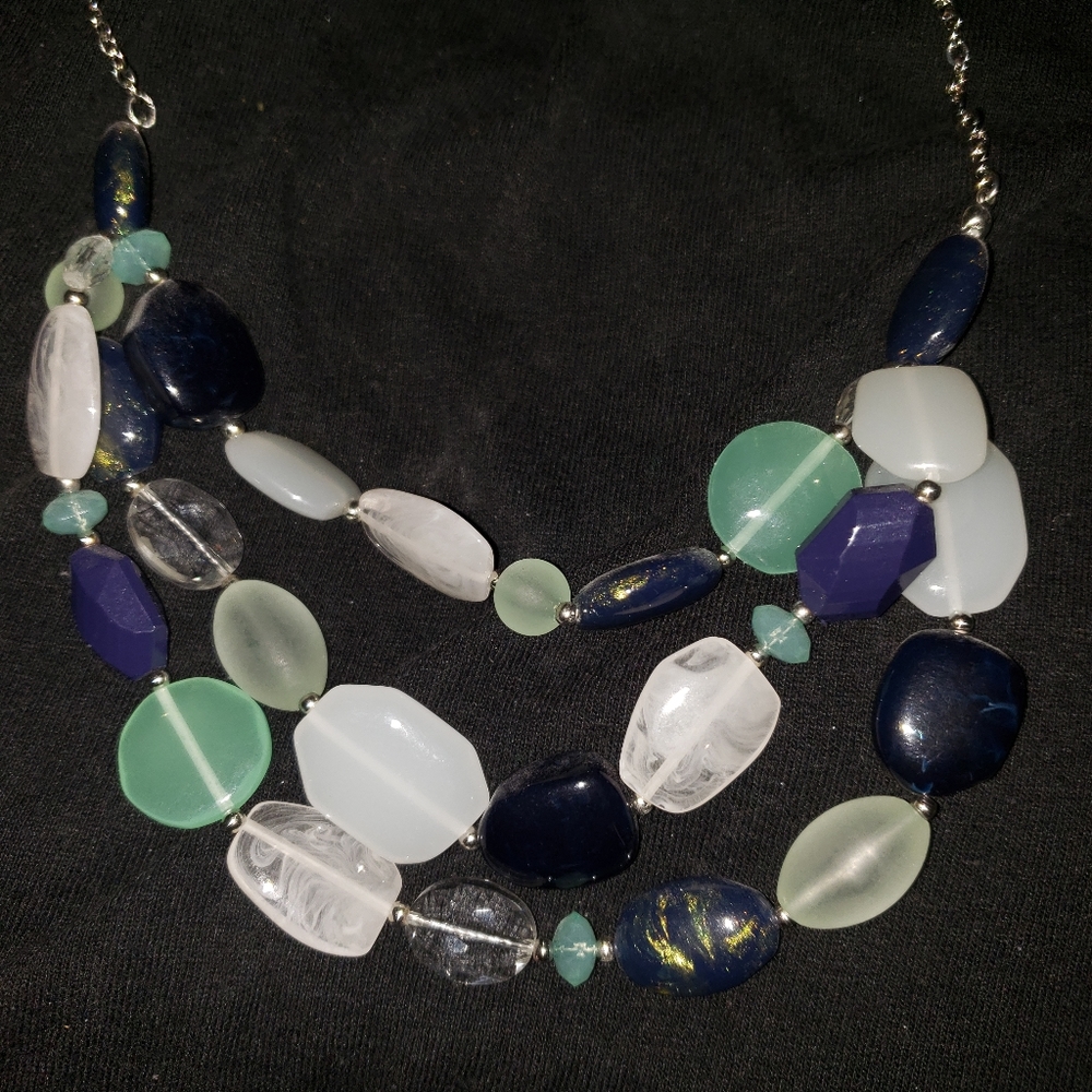 Multi colored 3 strand, 20 inch necklace